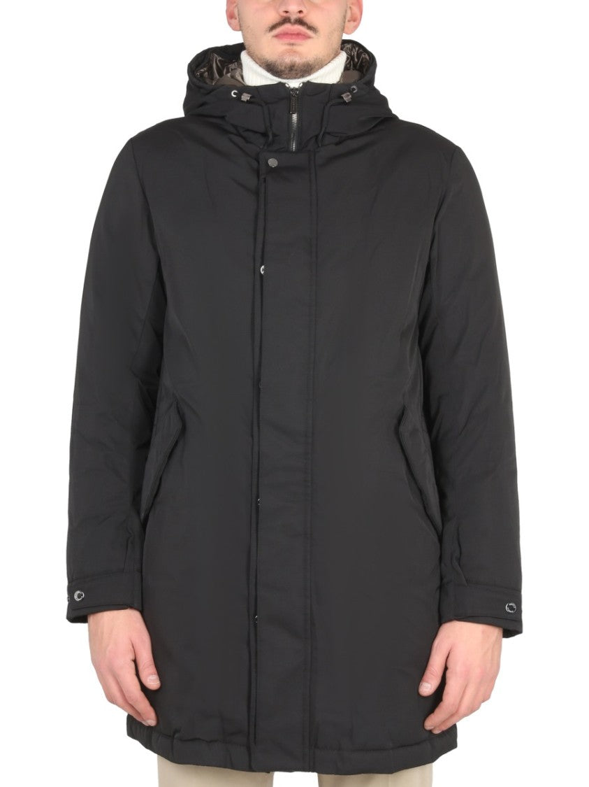Moorer High Neck Jacket With Concealed Zipper And Adjustable Cuffs