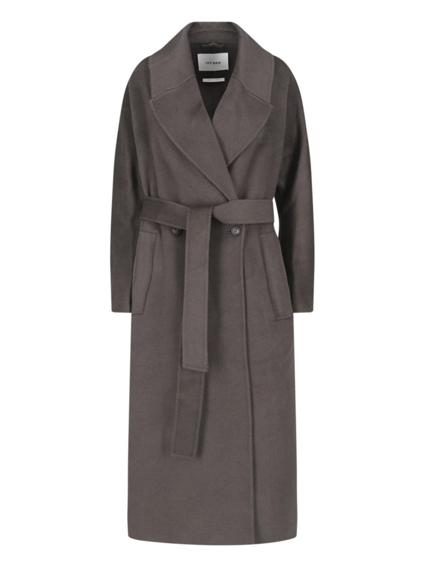 Ivy & Oak Grey Iocybele Wide Lapel Wool Coat