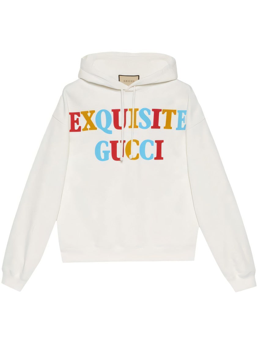 Gucci Hooded Sweatshirt With Unique Graphic Design And Bold Lettering