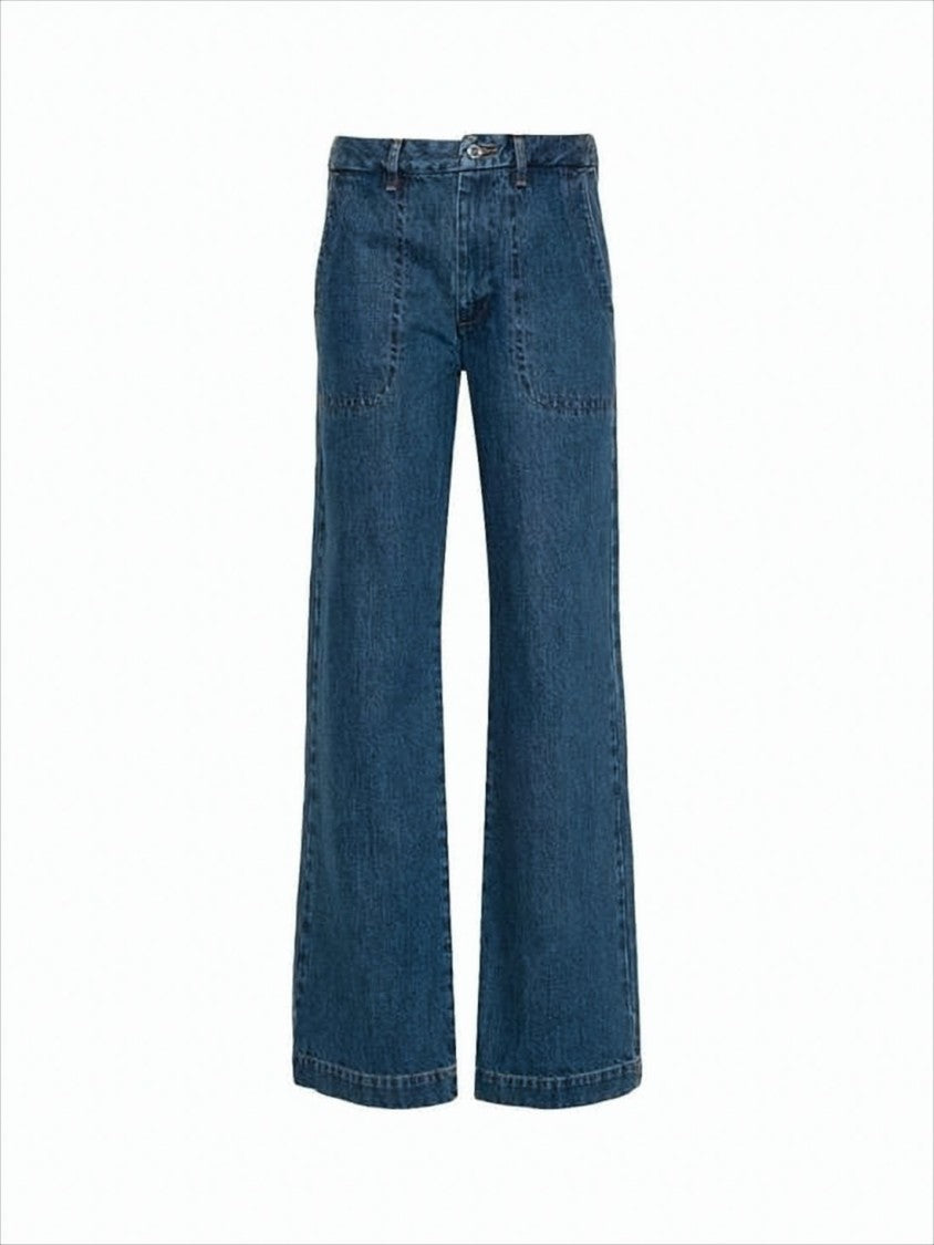 A.P.C. Wide-Leg Blue Denim Trousers With High Waist