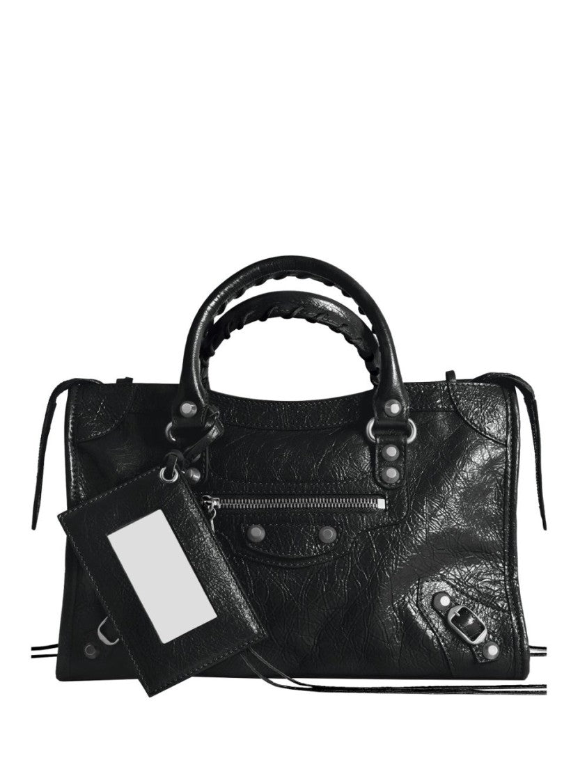 Balenciaga Braided Handle Textured Lambskin Handbag