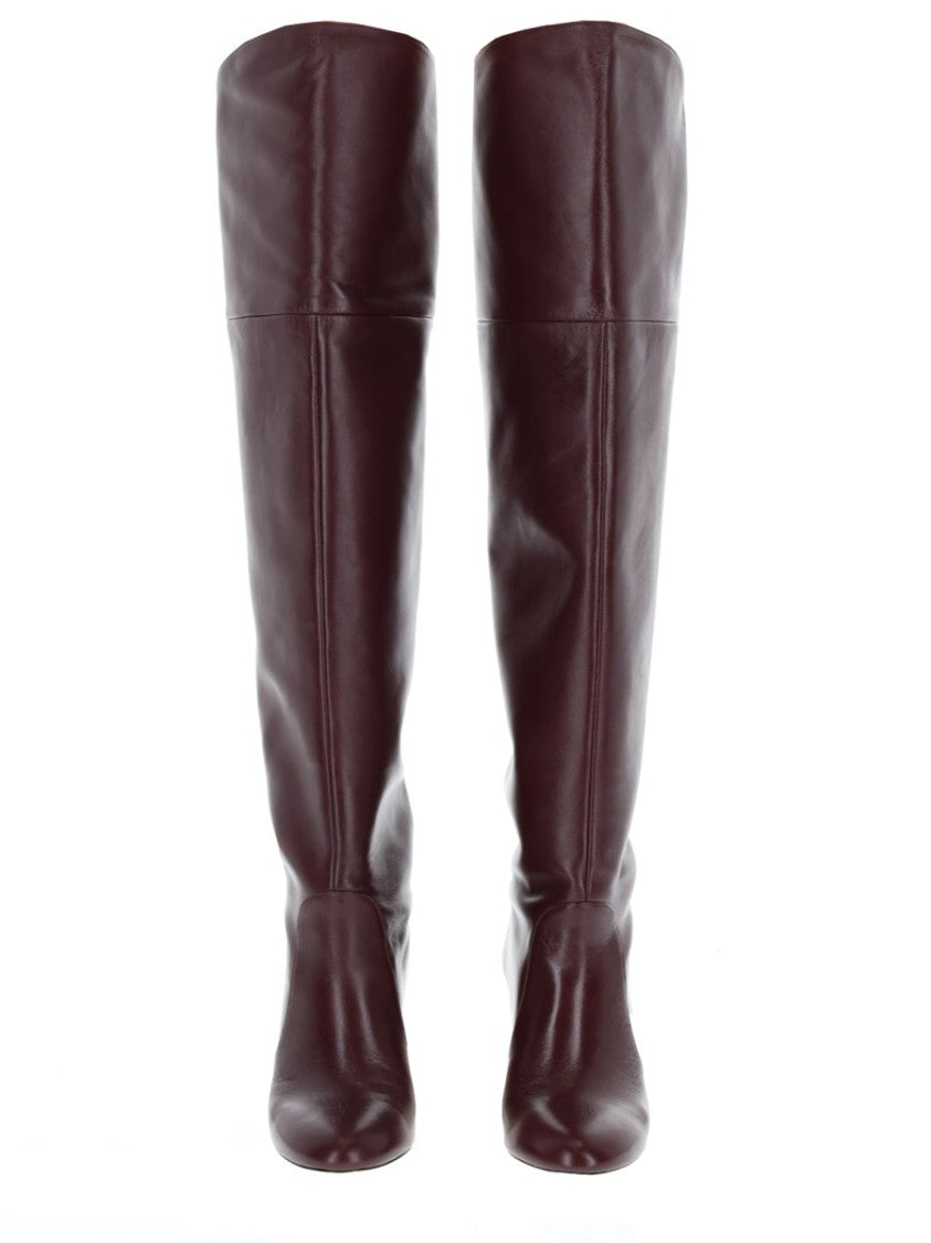 Stuart Weitzman Burgundy Leather Babette Block Boots
