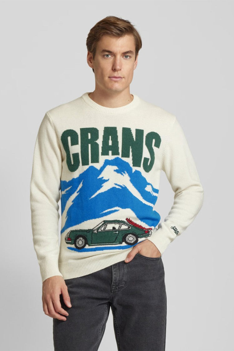 Mc2 Saint Barth Cream Crans Graphic Wool-Blend Sweater