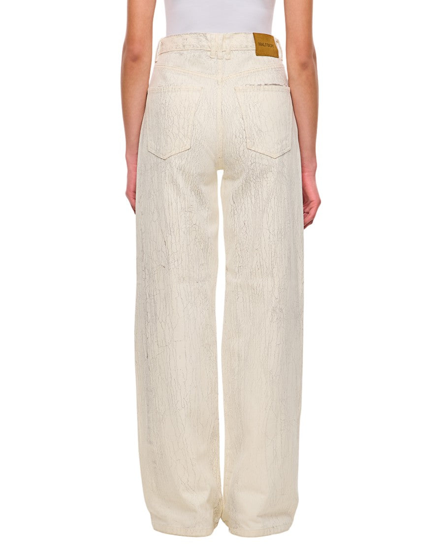 Halfboy Wide-Leg Jeans With Crepe Texture And High Waist Design