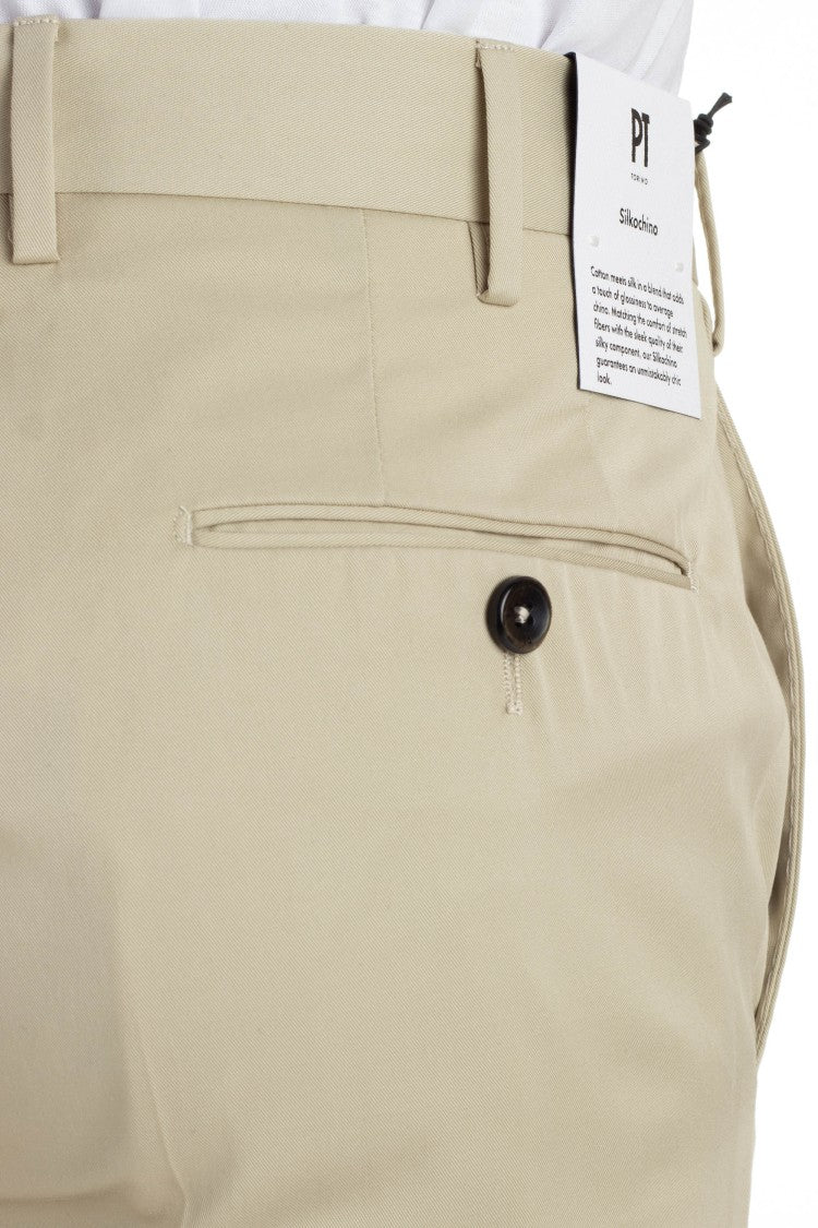 Pt Torino Super Slim Cotton-Silk Trousers