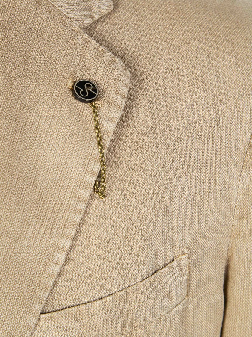Santaniello Men Cotton Ramie Linen Unstructured Blazer
