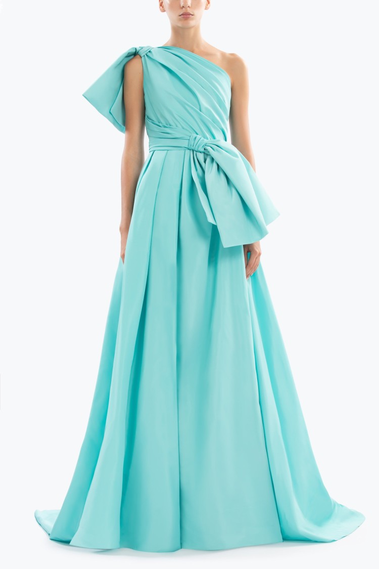 Saiid Kobeisy Aqua Sky Taffeta Evening Dress
