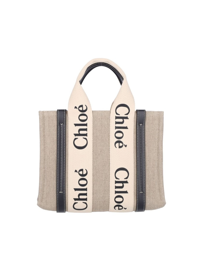 Chloé "Woody" Small Tote Bag Beige