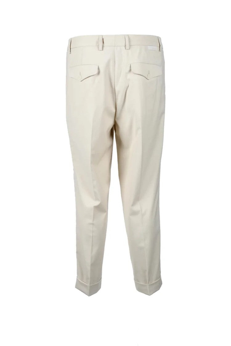 Bonheur Tailored White Trousers With Front Pleats And Cuffed Hem