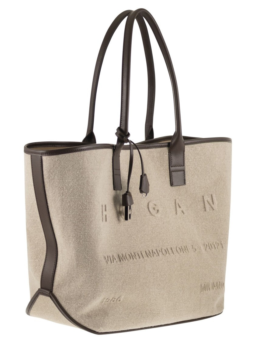 Hogan Linen Shopping Bag With Embossed Address