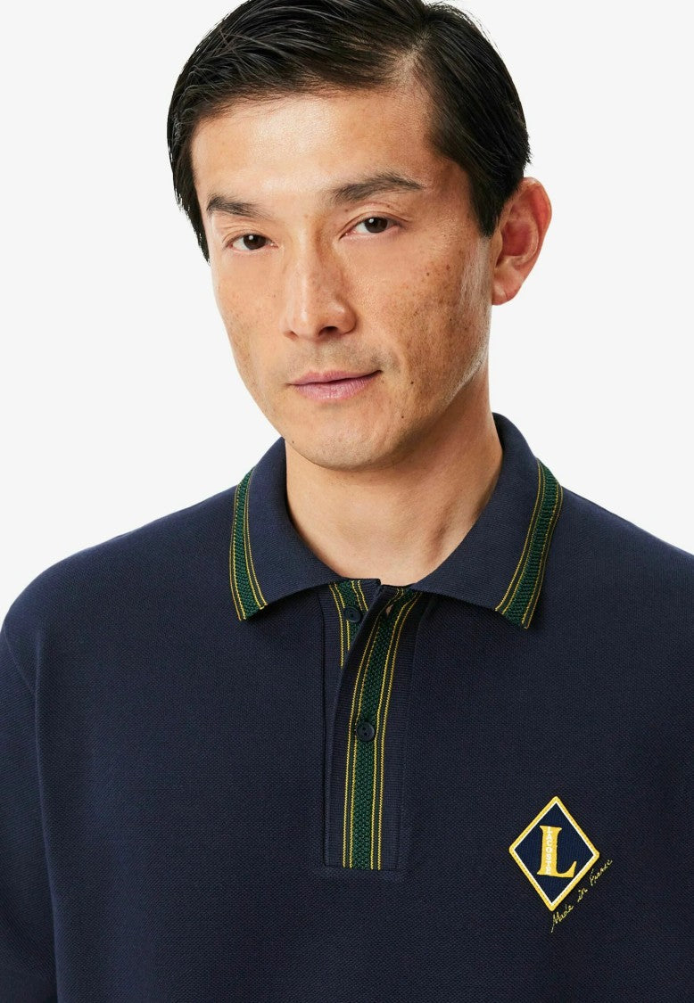 Lacoste Short-Sleeved Contrast-Collar Emblem Polo Shirt