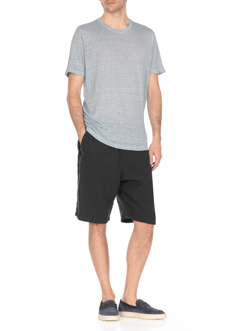 120% Lino Black Linen Bermuda Shorts