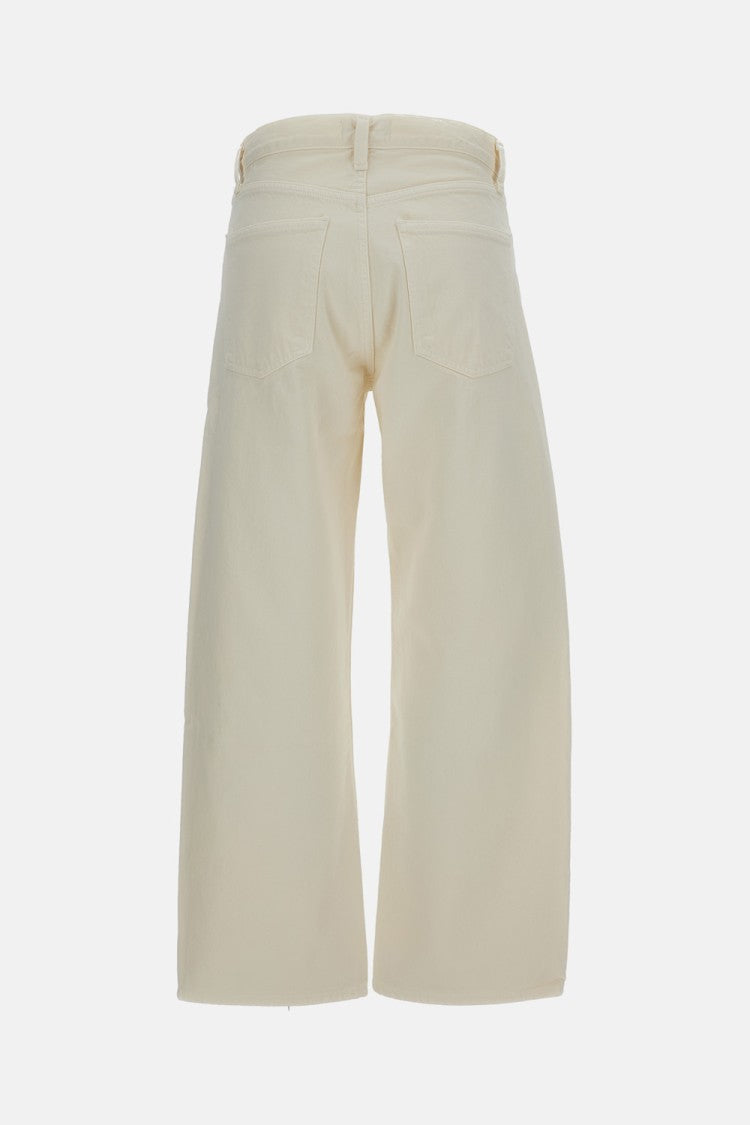 Agolde Cream White Arc Regenerative Cotton Wide-Leg Jeans