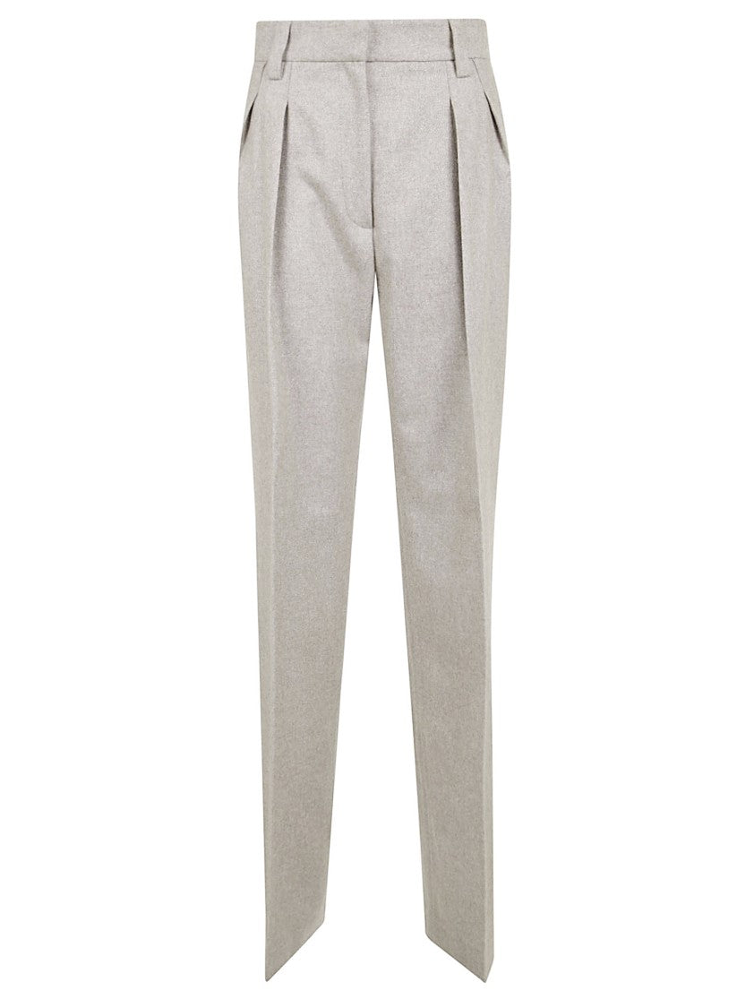 Antonelli Tailored High-Waisted Trousers With Pleated Front And Textured Finish