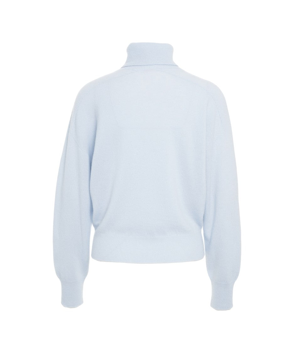 Mvm Turtleneck Cashmere Sweater With Ribbed Detailing