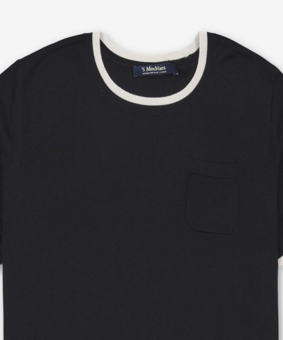 Max Mara Short-Sleeved Wool Sweater With Contrast Trim