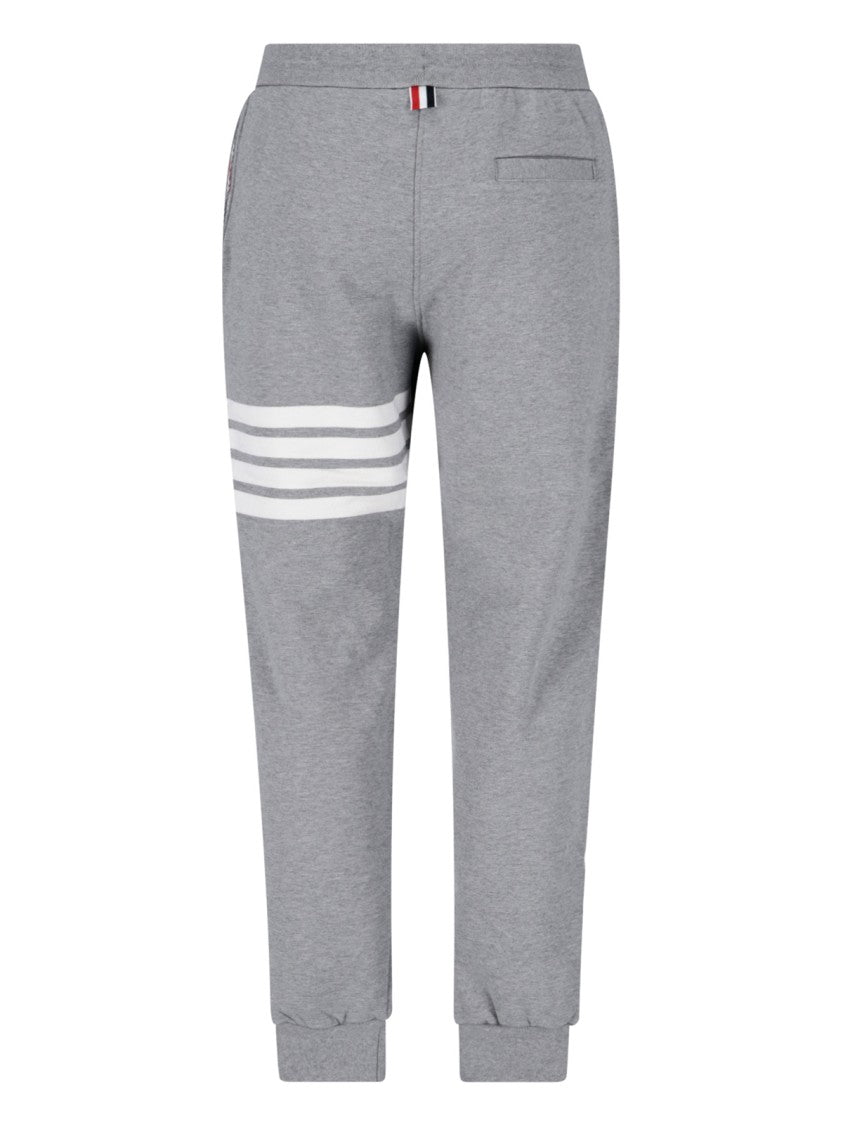 Thom Browne Relaxed Fit Heather Grey Trousers With Distinctive Stripes