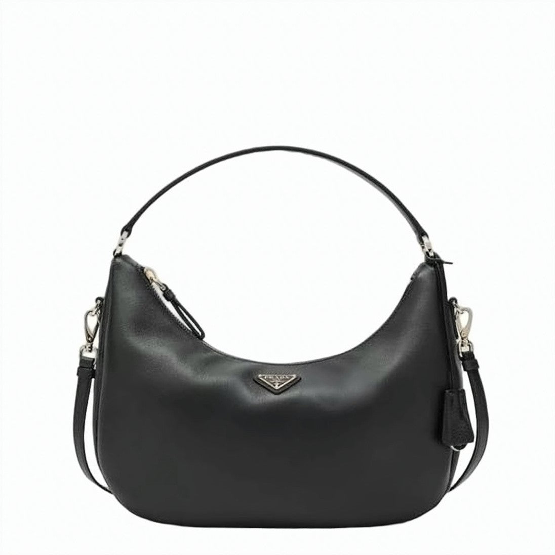 Prada Crescent-Shaped Leather Shoulder Bag With Detachable Strap