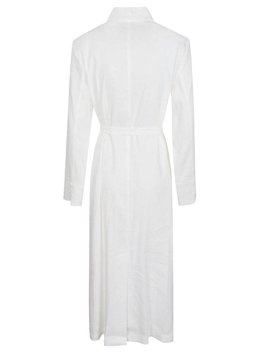 Max Mara Shirt Dress In Stretch Linen Blend With Waist Tie