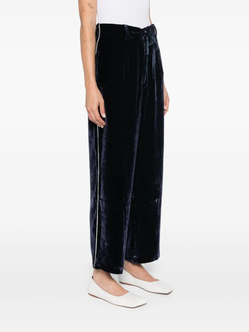 Pierre-Louis Mascia Wide-Leg Velvet Trousers With Drawstring Waist