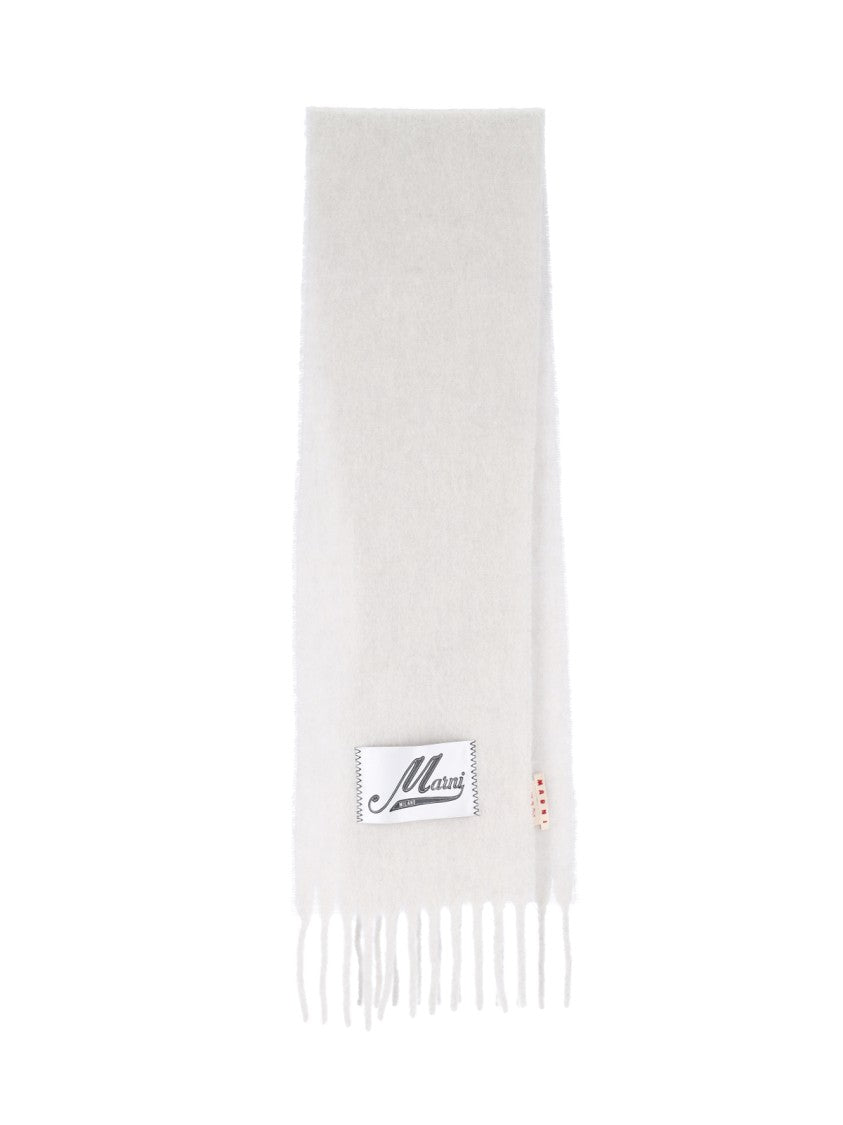 Marni Grey Alpaca Blend Fringed Scarf