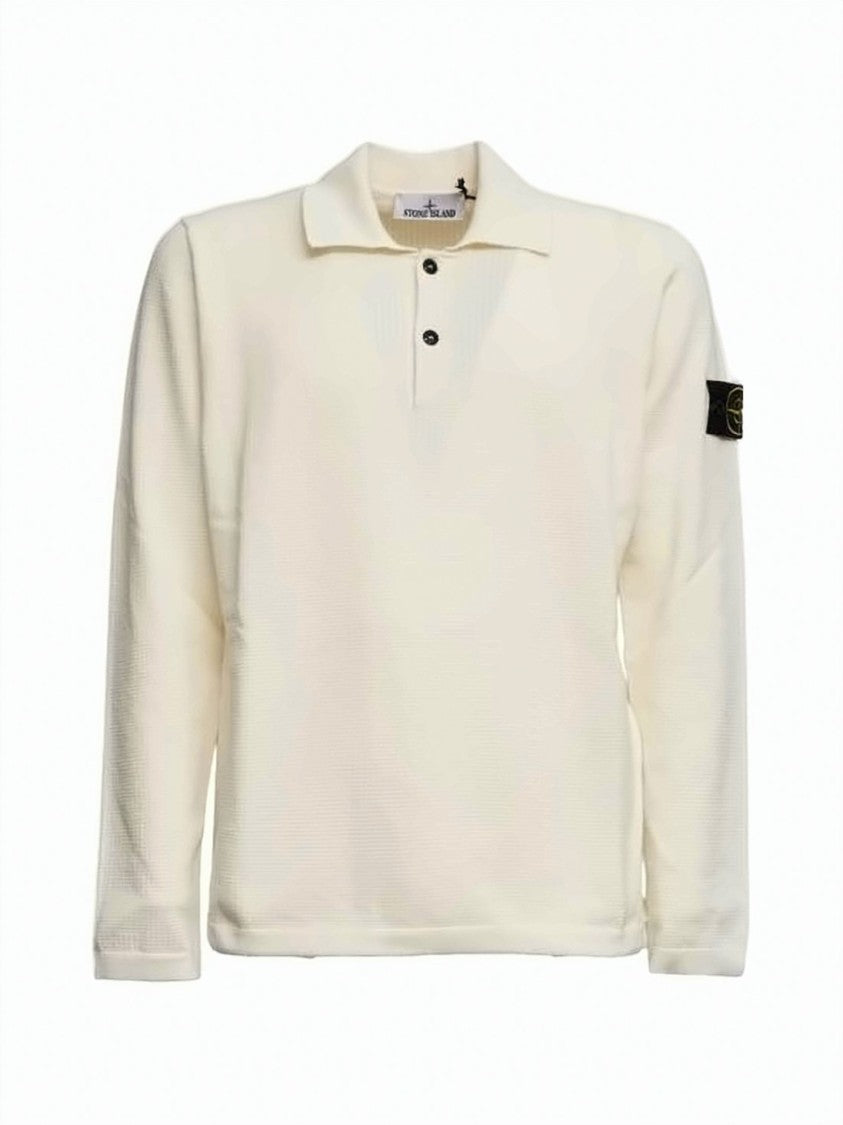 Stone Island Textured Knit Long-Sleeve Polo Shirt