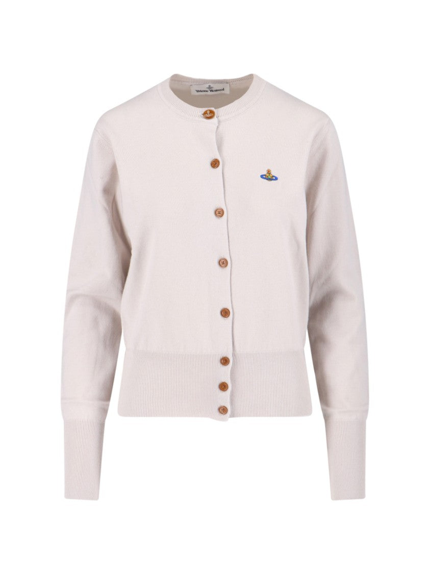 Vivienne Westwood White Bea Logo Cotton Cardigan