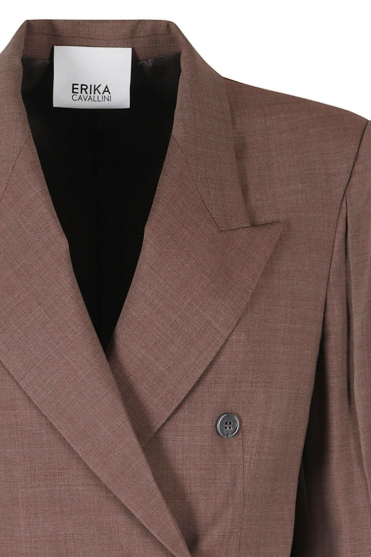 Erika Cavallini Brown Ambra Double-Breasted Wool Blazer