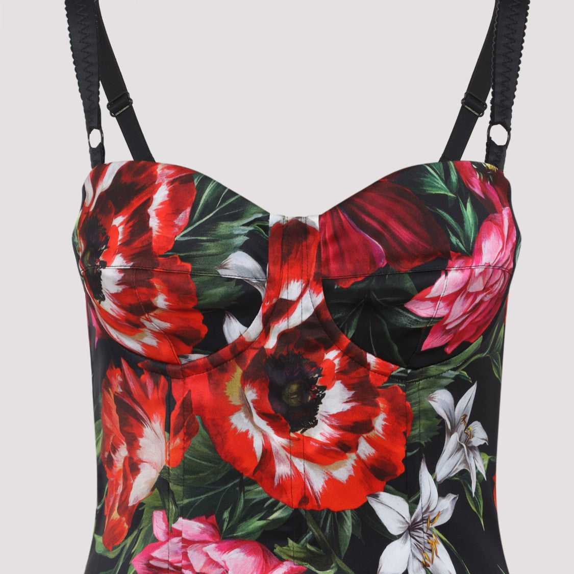 Dolce & Gabbana Floral Pattern Midi Dress With Sweetheart Neckline