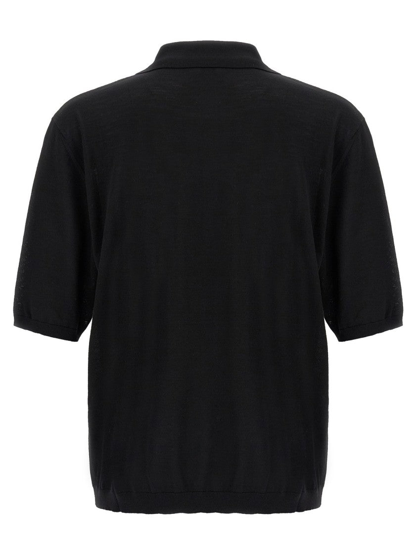 Saint Laurent Minimalist Black Wool Sweater With V-Neckline