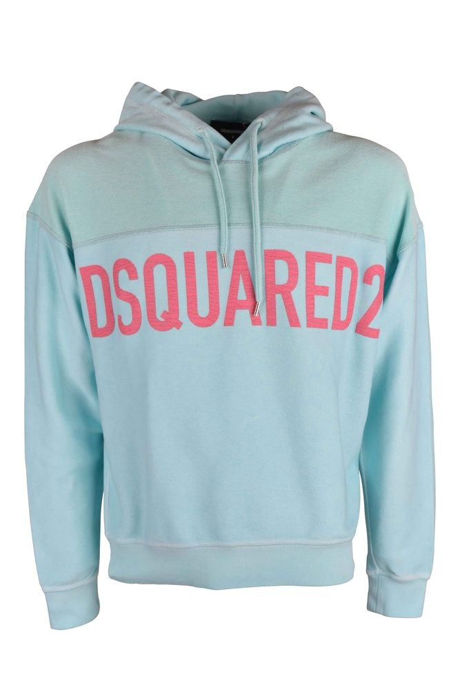 Dsquared2 Turquoise Blue Cotton Hoodie
