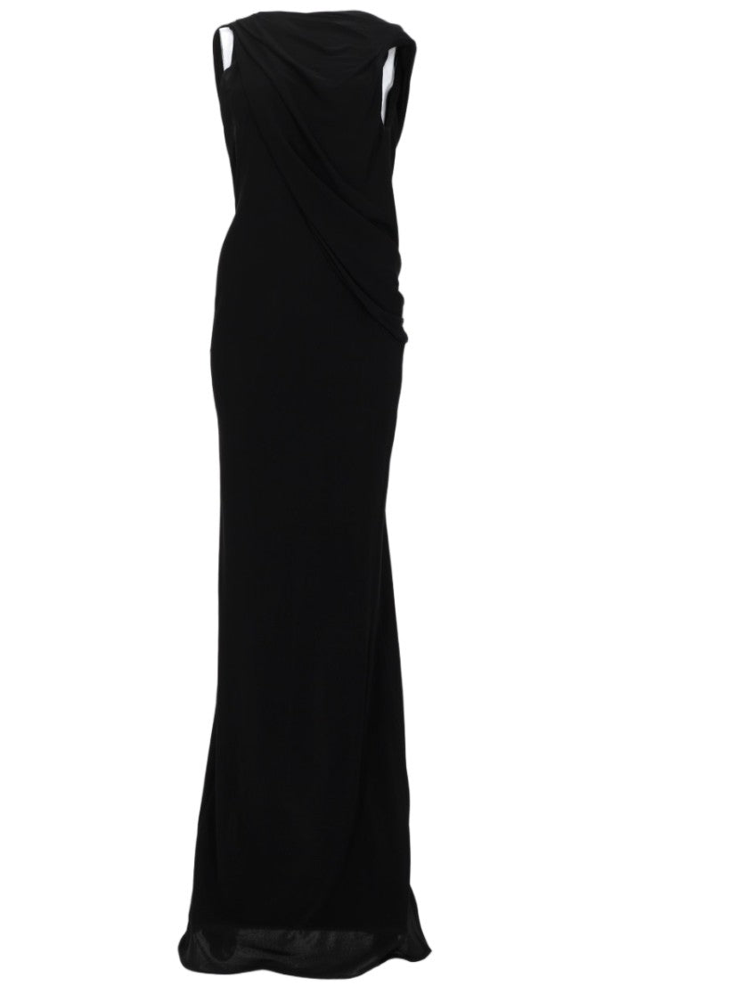 Tom Ford Long Black Jersey Crêpe Evening Dress With Draped Bodice