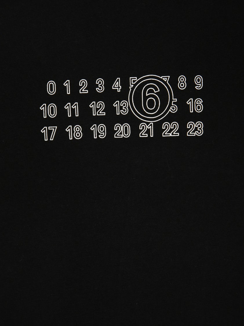 Mm6 By Maison Margiela Graphic Black T-Shirt With Circular Motif