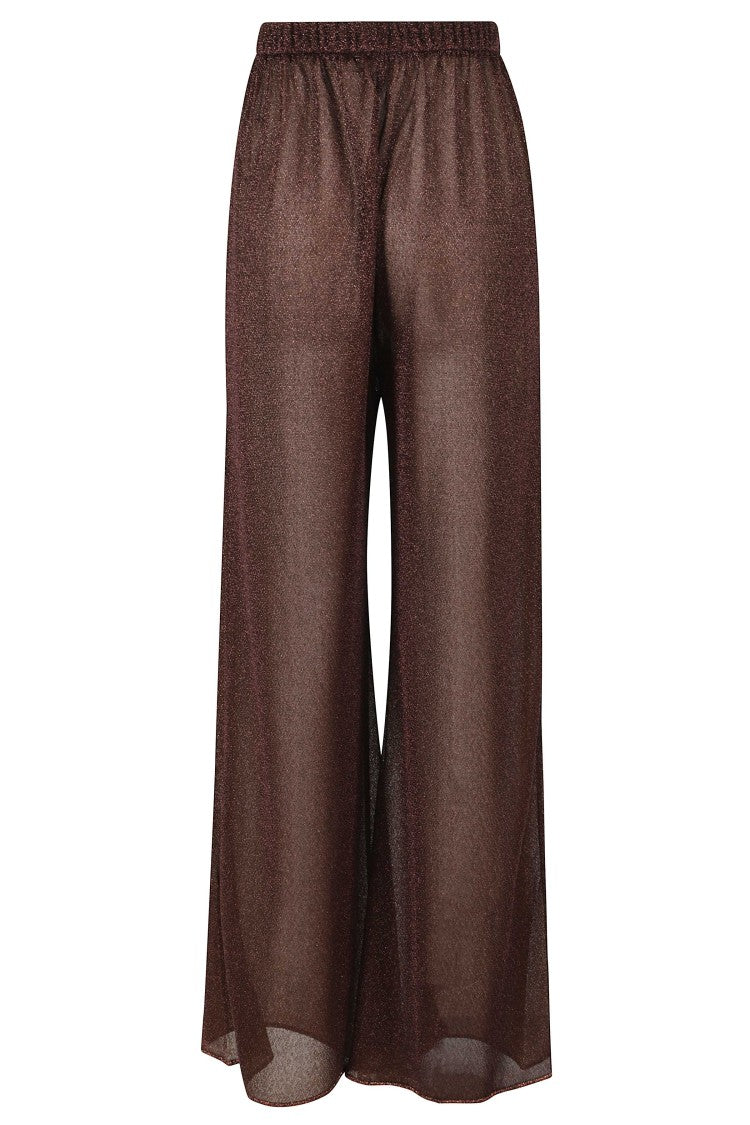 Oséree Chocolate Lumiere Elastic-Waistband Polyamide Wide-Leg Pants