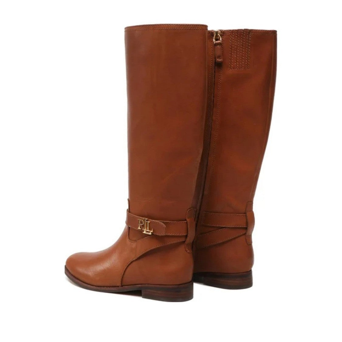 Lauren Ralph Lauren Beige Brittaney Leather Ankle Buckle Boots