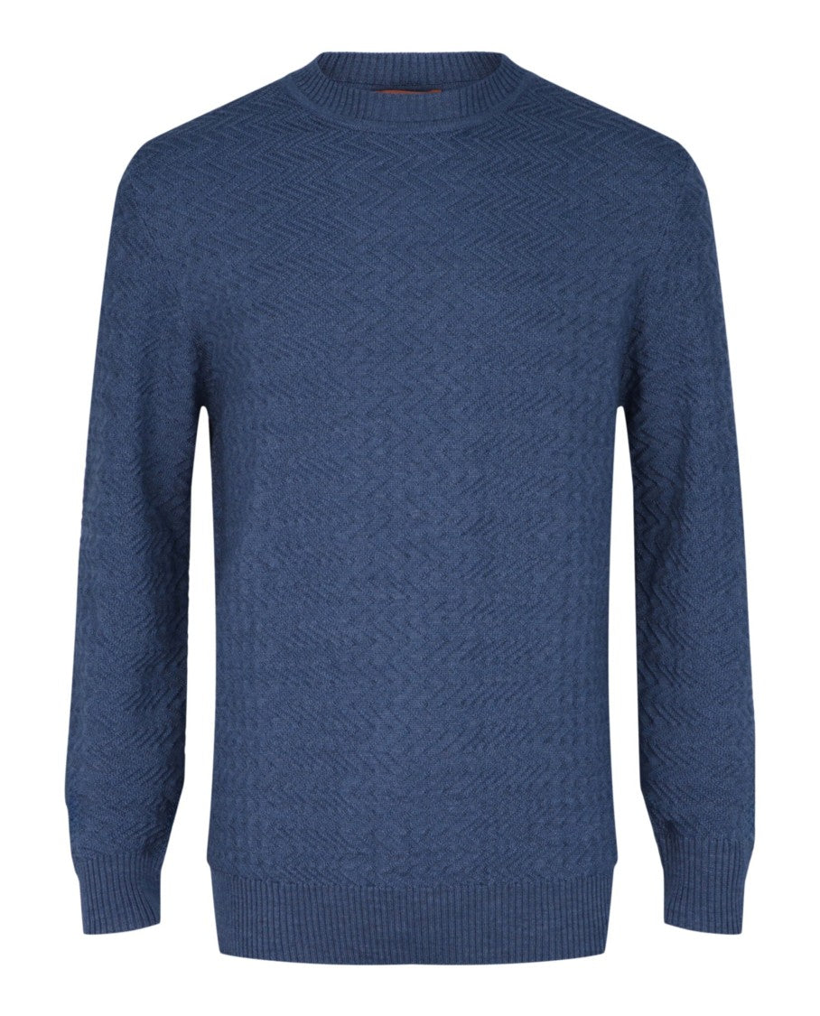 M Missoni Crewneck Sweater With Zig-Zag Knit Pattern