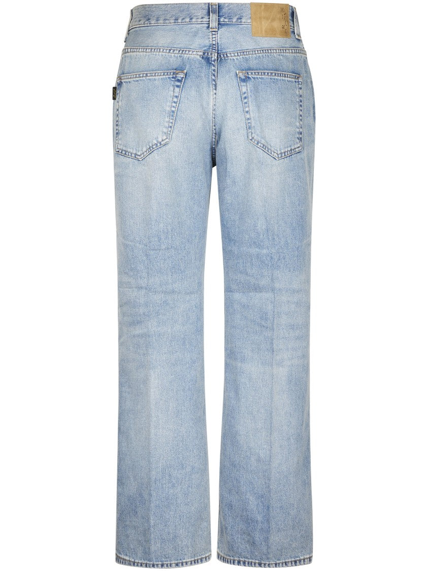 Haikure Light Blue Denim Trousers With Classic Five-Pocket Design