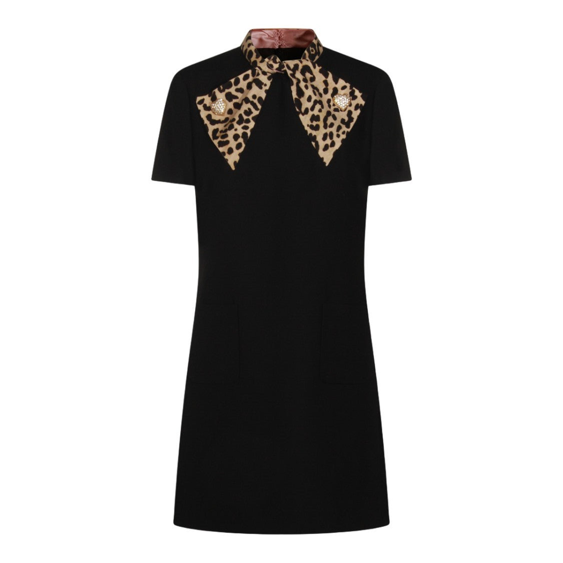 Valentino Black Silhouette Dress With Leopard Print Accents
