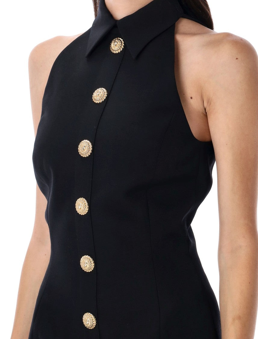 Balmain Buttoned Halter Neck Mini Dress