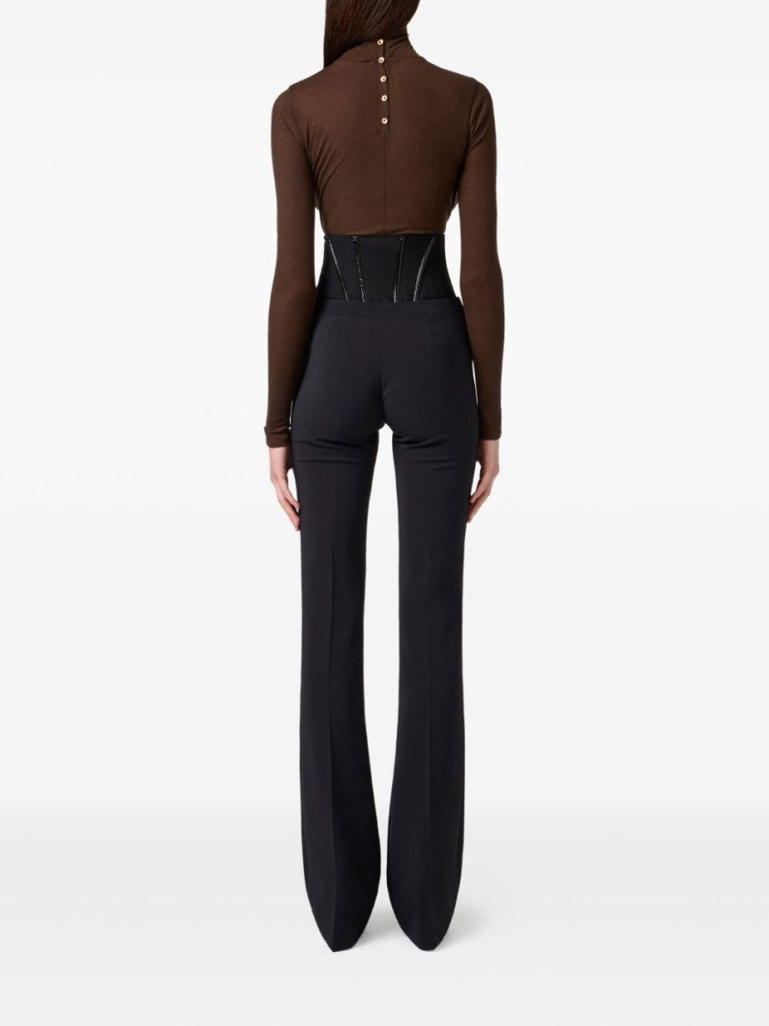 Elisabetta Franchi Fitted Black Trousers With Flared Hem