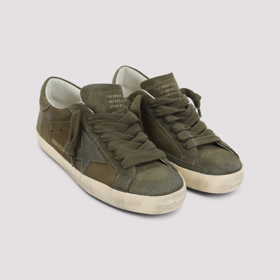 Golden Goose Worn-In Olive Green Low-Top Sneakers