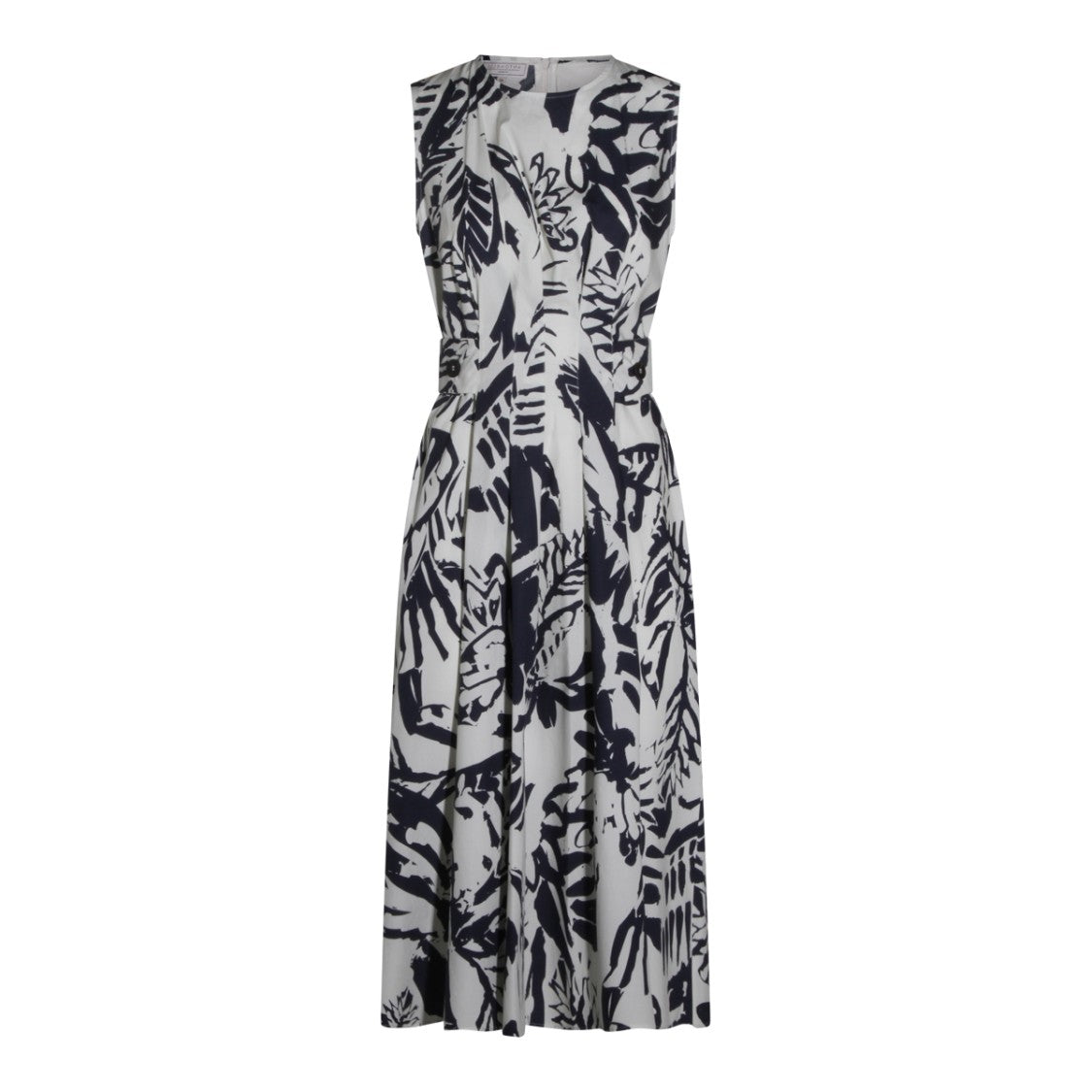 Antonelli Firenze Flowing Midi-Length Dress With Abstract Leaf Pattern
