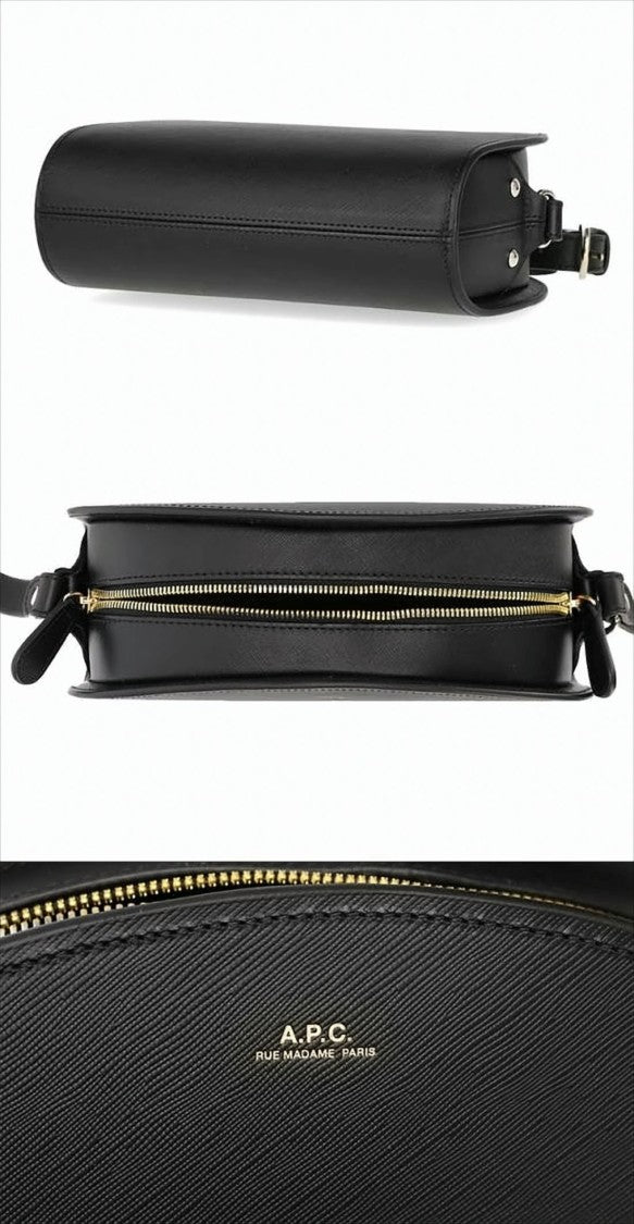A.P.C. Structured Black Leather Shoulder Bag