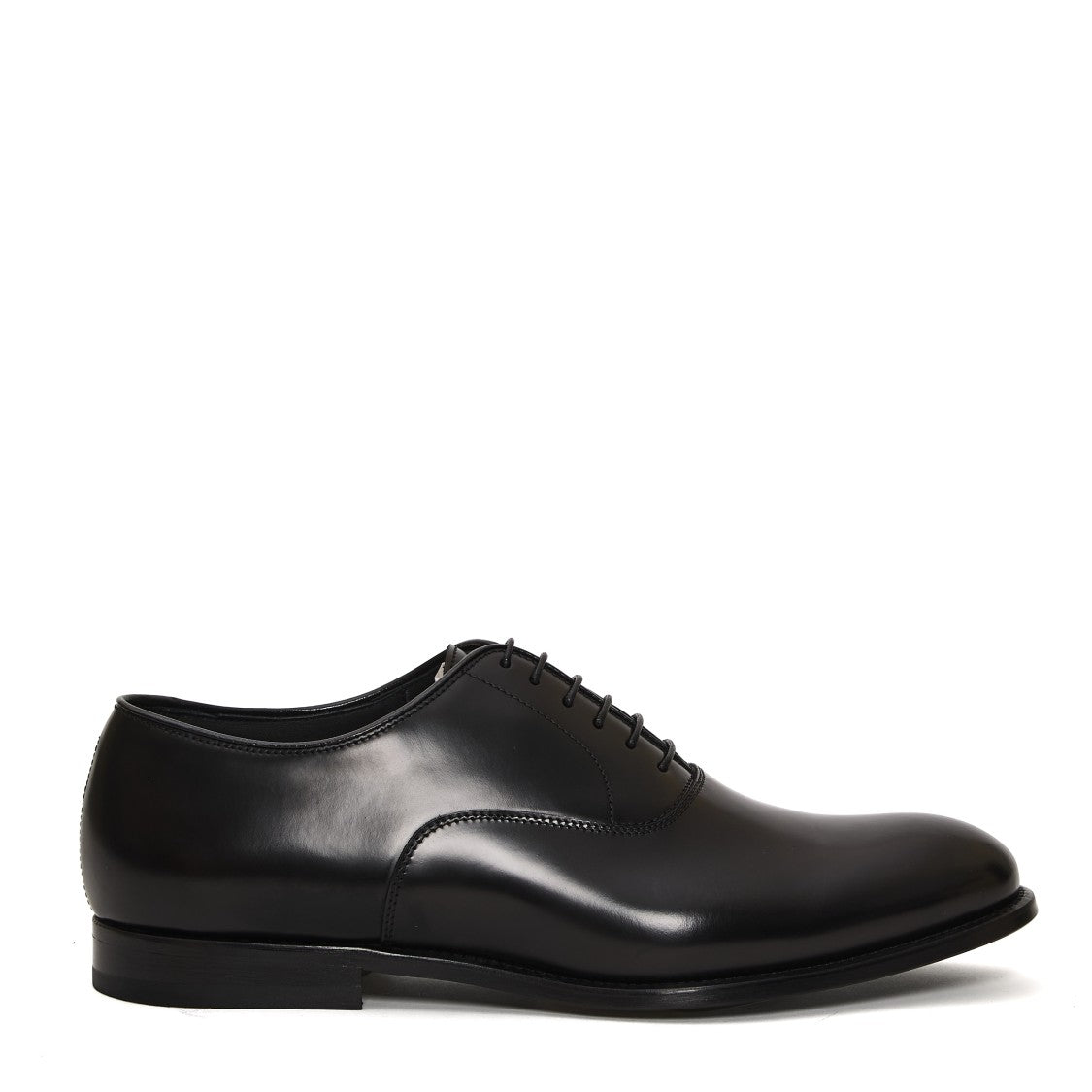 Doucal's Smooth Black Leather Lace-Up Oxford Shoes