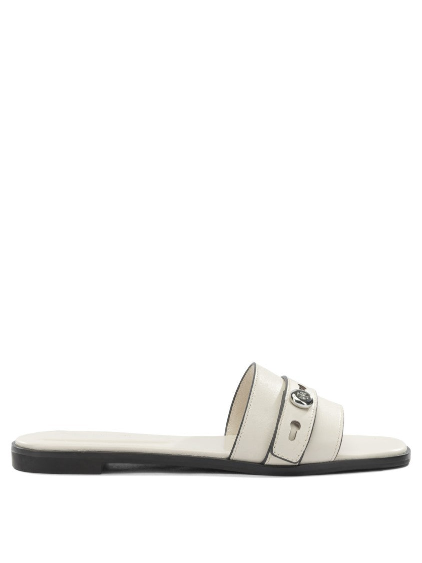 Tory Burch Goat Leather Sandals With Metallic Logo Detail