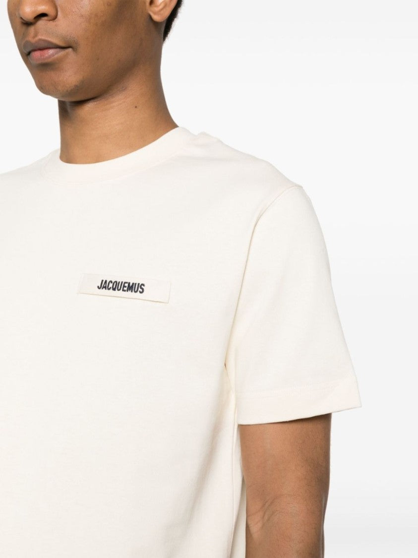 Jacquemus Beige T-Shirt With Logo Patch