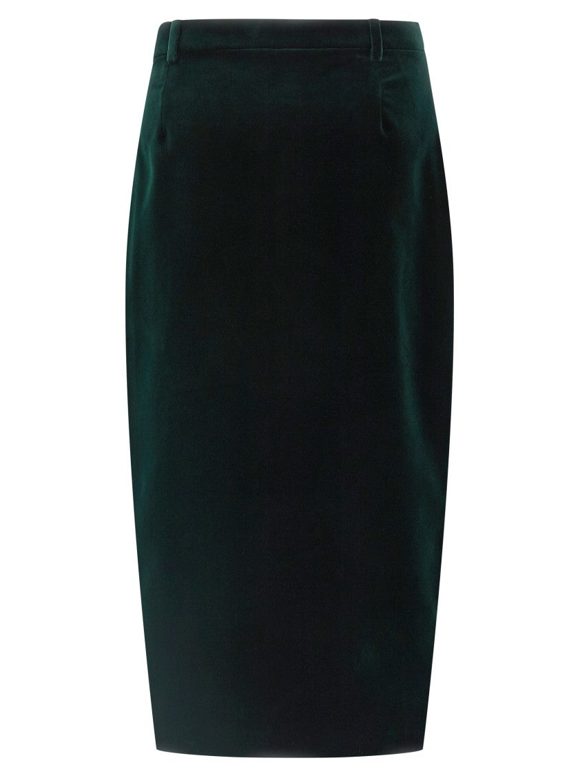 Saint Laurent Wallet-Style Cotton Velvet Midi Skirt With Silk Lining