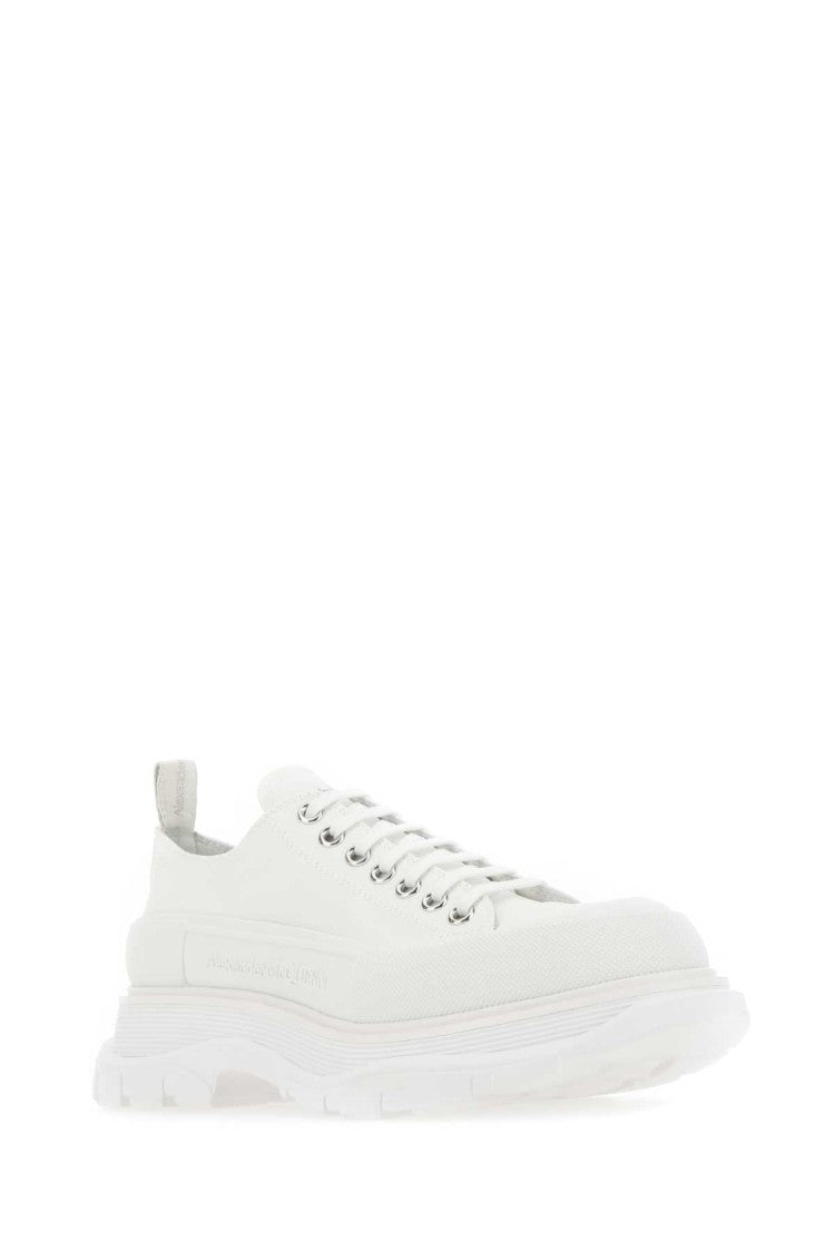 Alexander Mcqueen White Canvas Tread Slick Sneakers