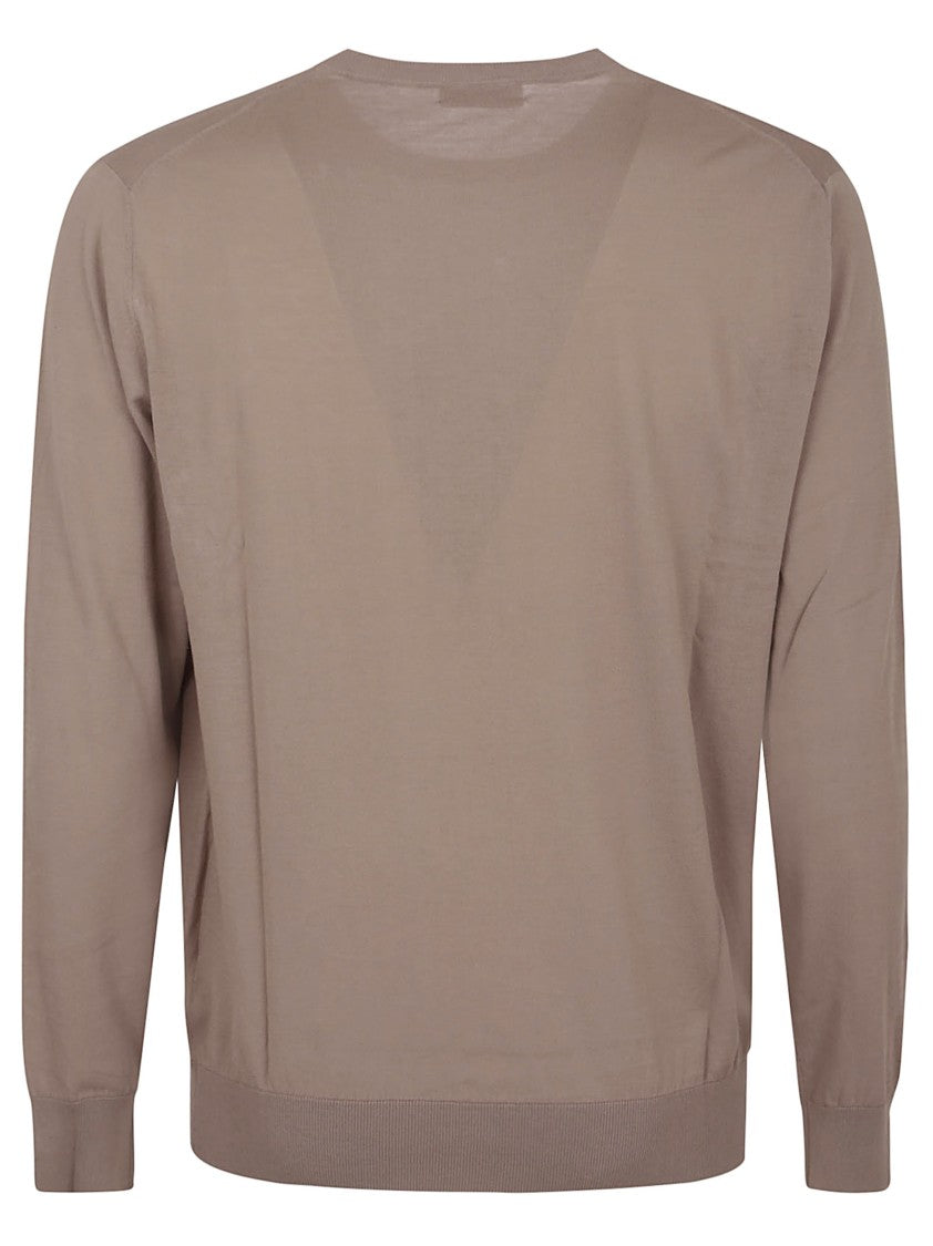 Ballantyne Lightweight Cotton Sweater With Subtle V-Shaped Design