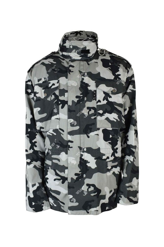 Off-White Camouflage Print Jacket With Removable Hood